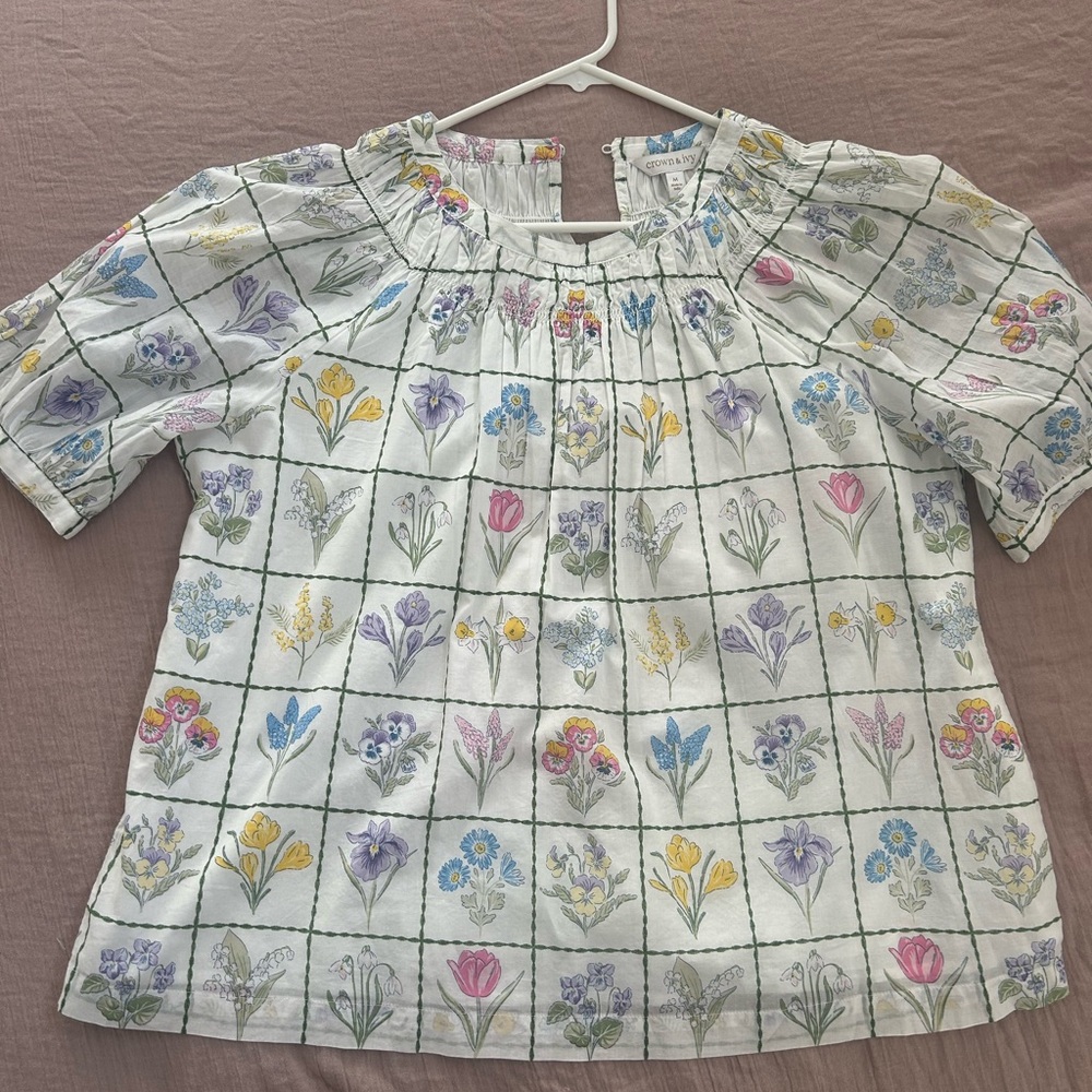 Floral Blouse / Floral Grid  / Easter Blouse